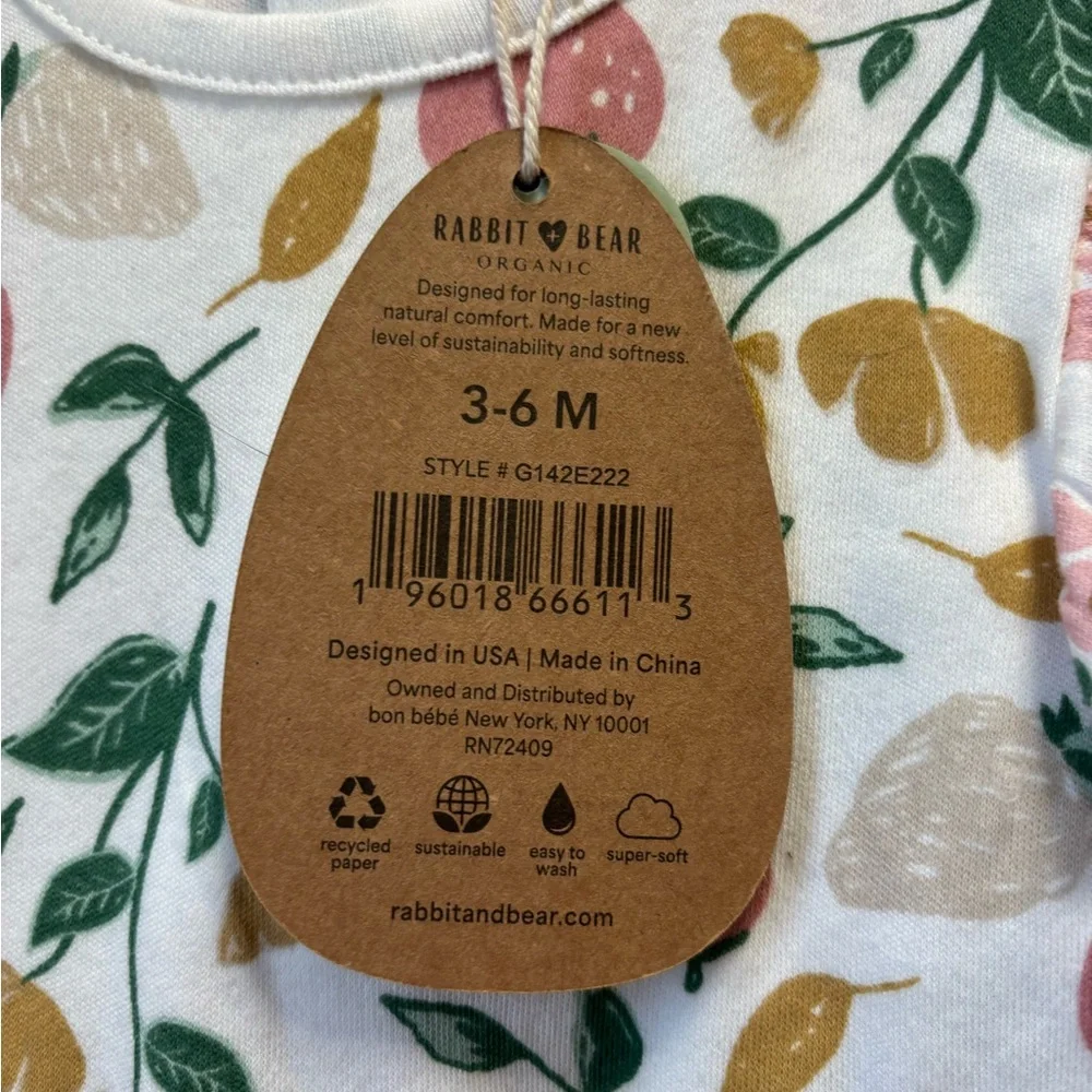 Rabbit & Bear Organic Strawberry Print Baby Set - Picture 3 of 6